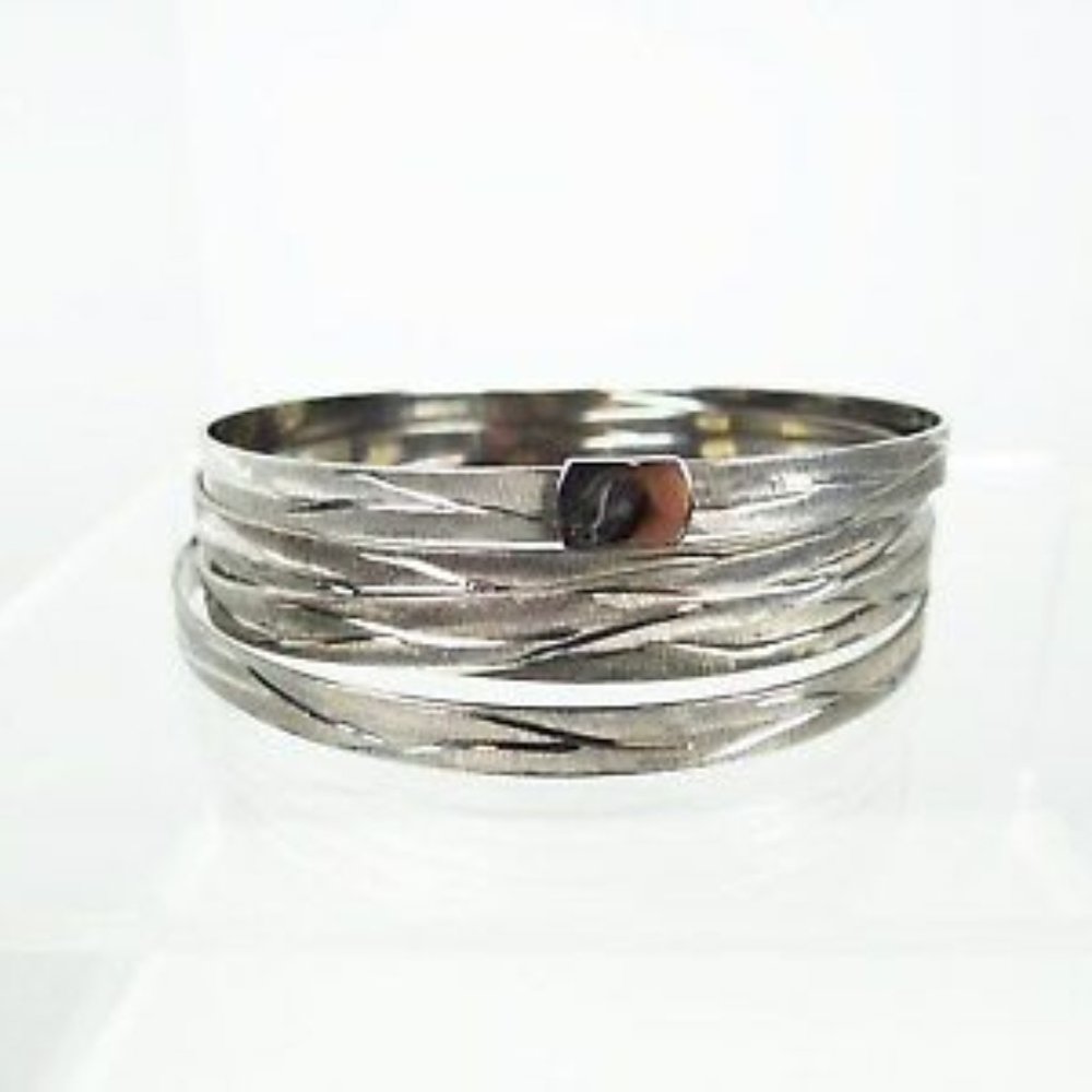 ROBERTO COIN Sterling Silver Ruthenium Plated Set of Five Interlocked Bracelets